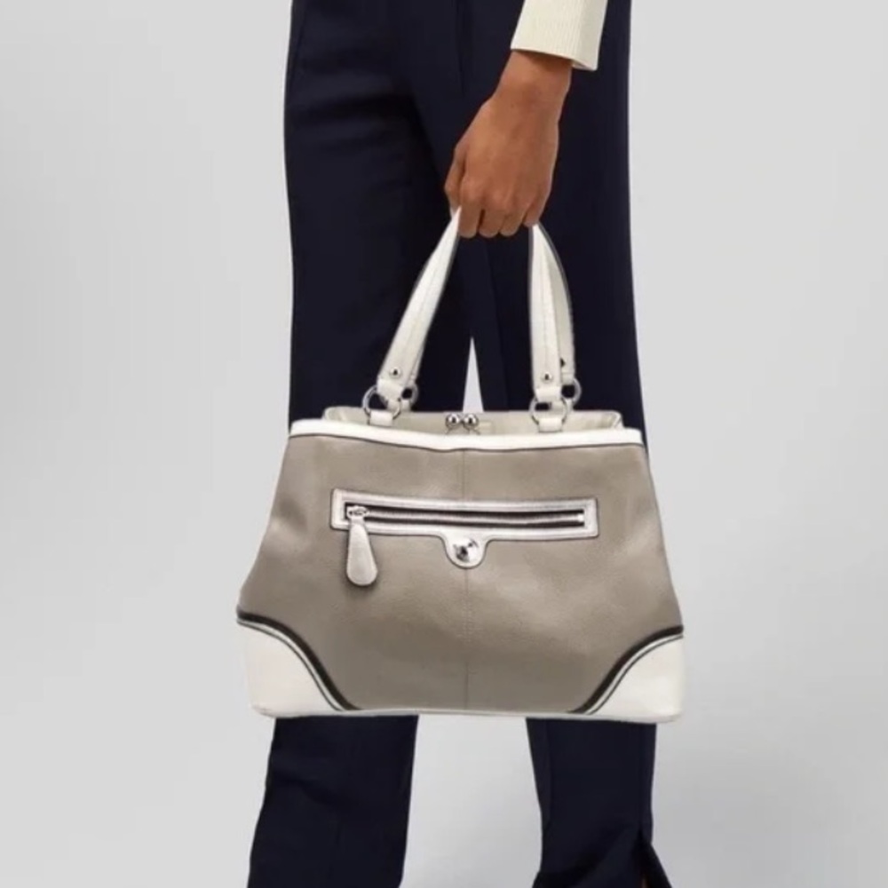 Coach Laura Spectator Bag - Lilac/Navy Kisslock Carryall (SCARF INCLUDED) - Picture 13 of 13